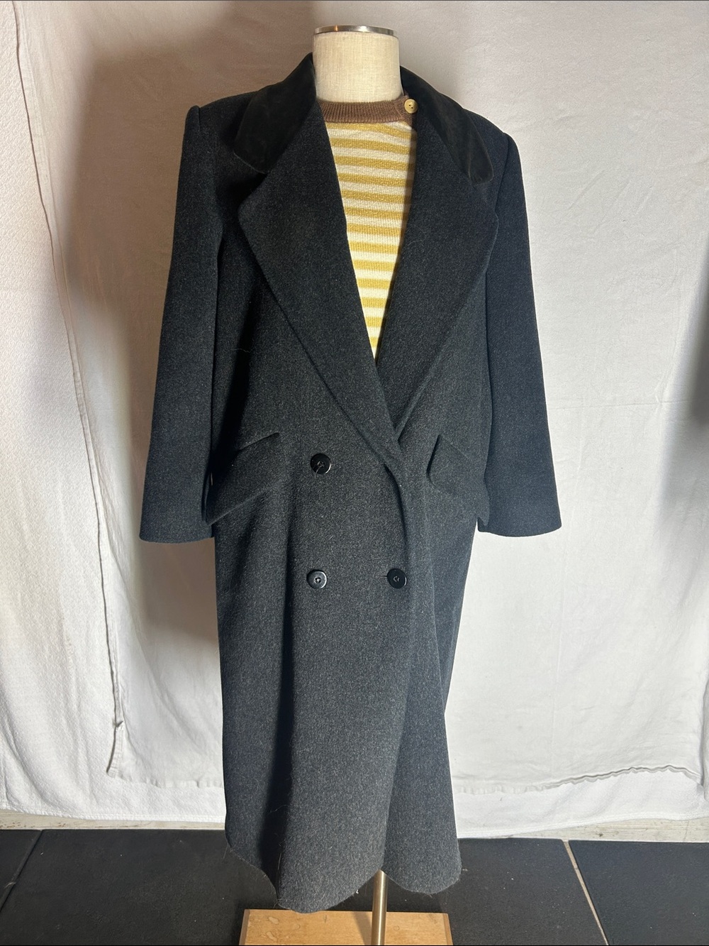 Classic”Loring” Double-Breasted Women's Pea Coat in Charcoal